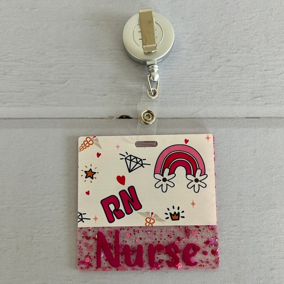 Glitter Badge Buddy | Nurse Card Holder | RN ID Tag Backer and Retractable Reel - Picture 5 of 11